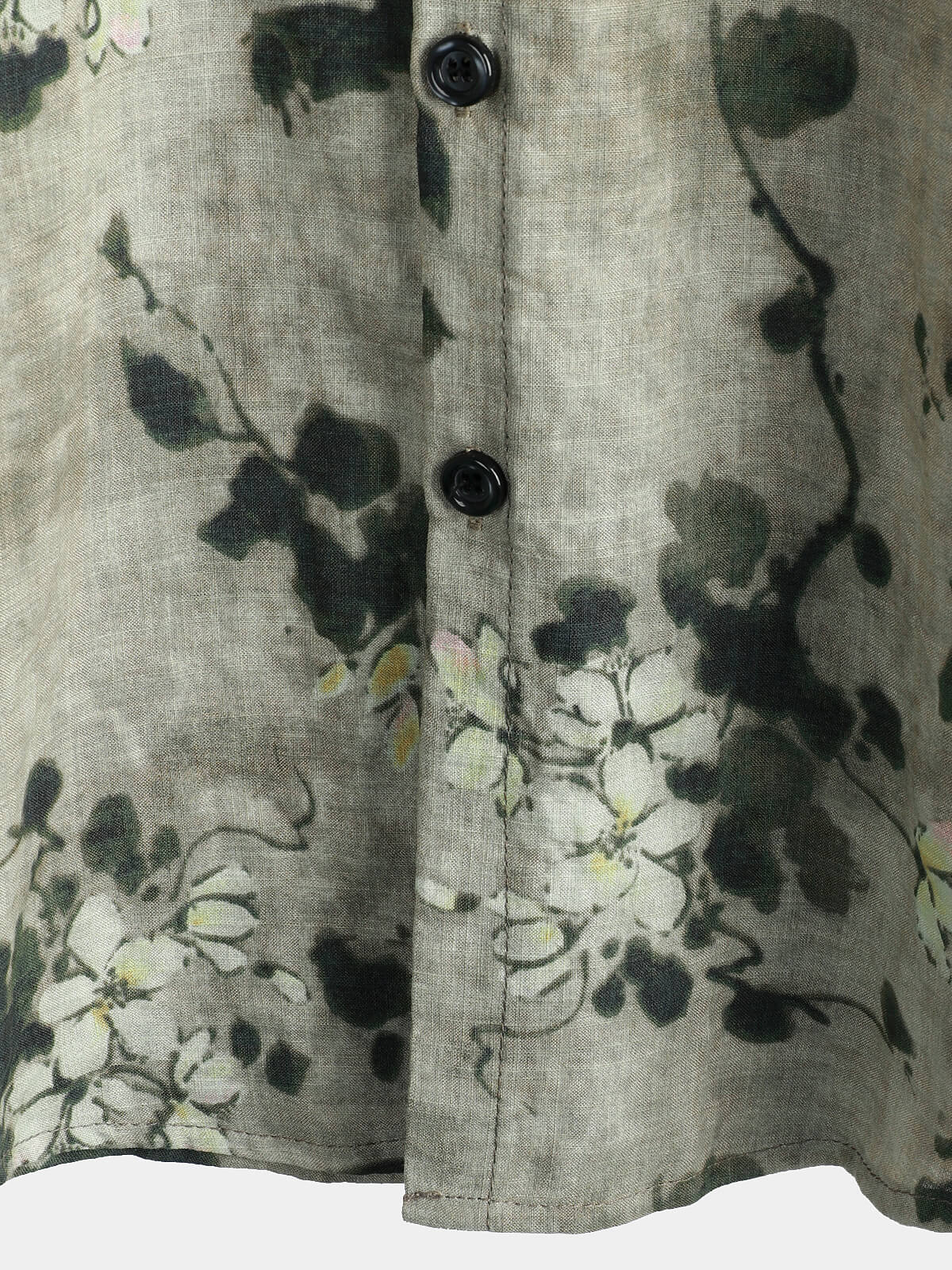 Grey Button-Up Short Sleeve Breathable Vintage Floral Shirt