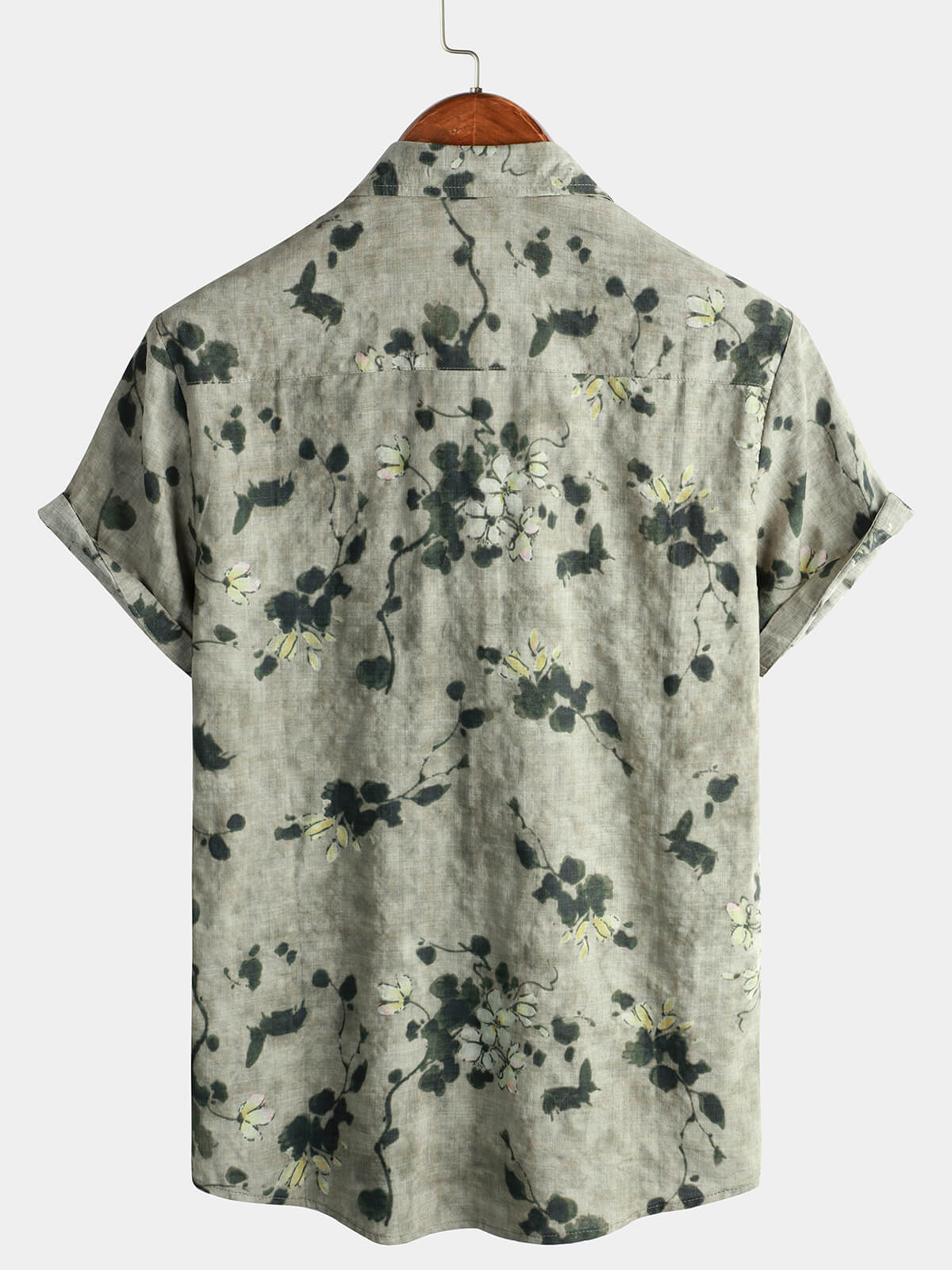 3-Pack | Brown Floral Print Short-Sleeve Breathable Button-Up Shirt