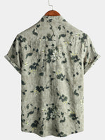 3-Pack | Brown Floral Print Short-Sleeve Breathable Button-Up Shirt