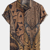 Short-Sleeve Retro Holiday Summer Vintage Button-Up Vacation Beach Shirt