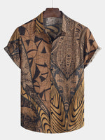 Short-Sleeve Retro Holiday Summer Vintage Button-Up Vacation Beach Shirt