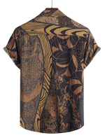 Men's Retro Vintage Style Cotton Shirt with Buttons for Vacation at the Beach with Short Sleeve