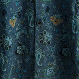 Short-Sleeve Paisley Vintage Floral Retro Button-Up Blue Summer Holiday Shirt