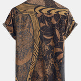 Short-Sleeve Retro Holiday Summer Vintage Button-Up Vacation Beach Shirt