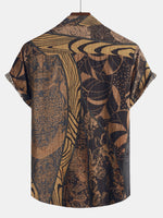 Short-Sleeve Retro Holiday Summer Vintage Button-Up Vacation Beach Shirt