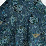 Short-Sleeve Paisley Vintage Floral Retro Button-Up Blue Summer Holiday Shirt