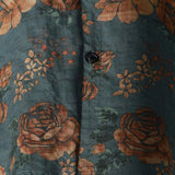 Vintage Blue Summer Vacation Retro Floral Short-Sleeve Shirt