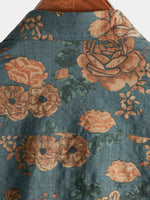 2-Pack | Vintage Blue Floral Short-Sleeve Retro Summer Vacation Shirt
