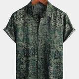 Retro Floral Paisley Print Short-Sleeve Shirt