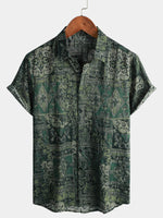 Retro Floral Paisley Print Short-Sleeve Shirt