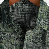 Retro Floral Paisley Print Short-Sleeve Shirt