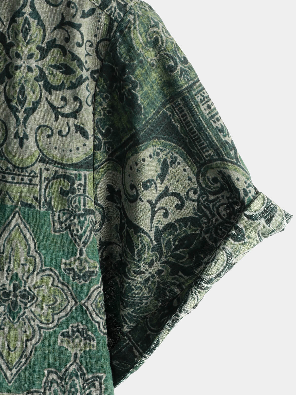 Retro Floral Paisley Print Short-Sleeve Shirt