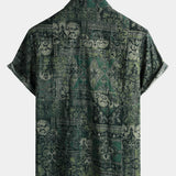 Retro Floral Paisley Print Short-Sleeve Shirt