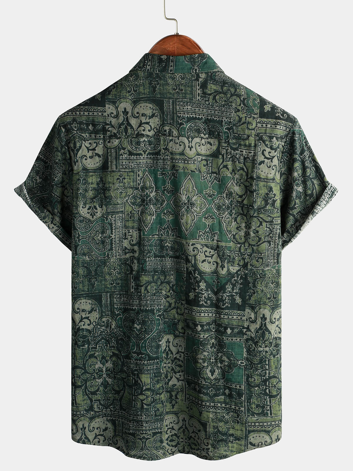 Retro Floral Paisley Print Short-Sleeve Shirt