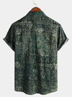 Retro Floral Paisley Print Short-Sleeve Shirt