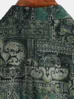 Retro Floral Paisley Print Short-Sleeve Shirt