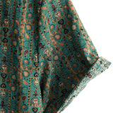 Men's Vintage Cotton Shirt in Paisley Pattern from the 70s, Green, Boho, Retro, Tribal, with Short Sleeve