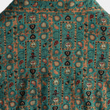 Short-Sleeve Vintage Paisley Print 70s Green Boho Retro Tribal Shirt
