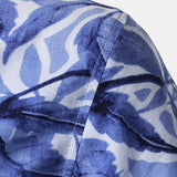 Button-Up Short Sleeve Blue Tropical Print Shirt with Pocket, Resort Style