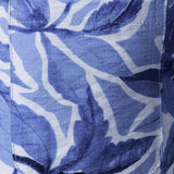 Button-Up Short Sleeve Blue Tropical Print Shirt with Pocket, Resort Style