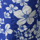 Button-Up Short Sleeve Blue Floral Print Shirt with Pocket, Hawaiian Style Cuban Collar