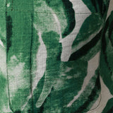 Button-Up Short Sleeve Green Tropical Leaves Print Shirt with Pocket, Hawaiian Style