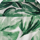 Button-Up Short Sleeve Green Tropical Leaves Print Shirt with Pocket, Hawaiian Style