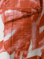Button-Up Short Sleeve Red Tropical Leaves Print Shirt with Pocket, Hawaiian Style