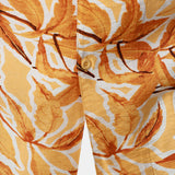 Button-Up Short Sleeve Yellow Tropical Print Shirt with Pocket, Hawaiian Style