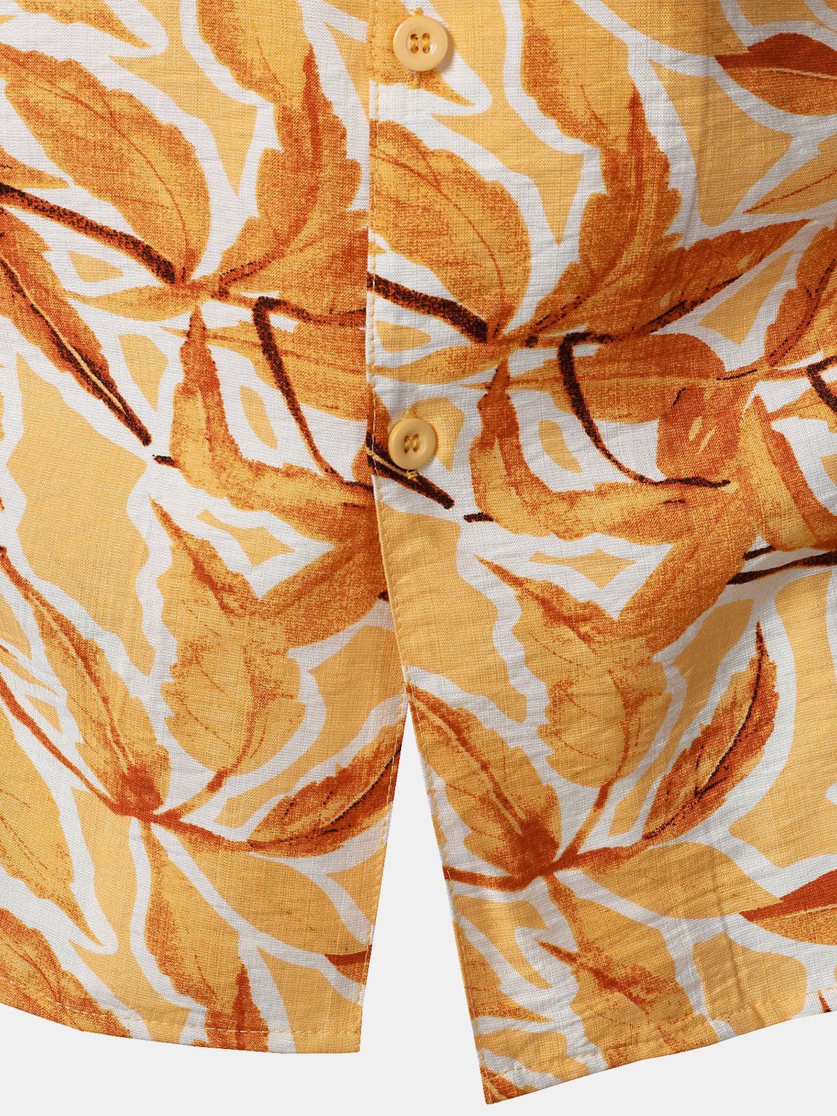 Button-Up Short Sleeve Yellow Tropical Print Shirt with Pocket, Hawaiian Style