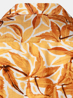 Button-Up Short Sleeve Yellow Tropical Print Shirt with Pocket, Hawaiian Style