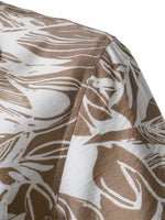 Button-Up Short Sleeve Tropical Print Shirt with Pocket, Holiday Style Cuban Collar