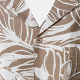 Button-Up Short Sleeve Tropical Print Shirt with Pocket, Holiday Style Cuban Collar
