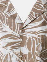 Button-Up Short Sleeve Tropical Print Shirt with Pocket, Holiday Style Cuban Collar