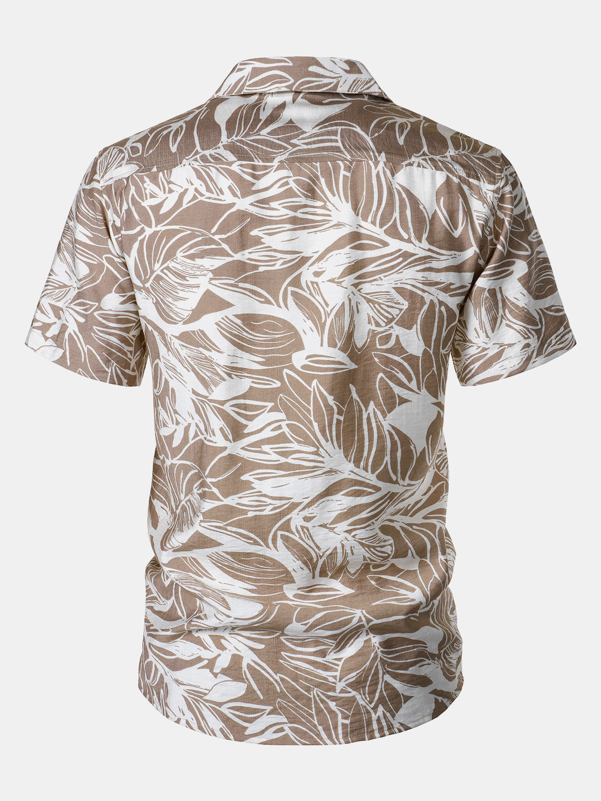 Button-Up Short Sleeve Tropical Print Shirt with Pocket, Holiday Style Cuban Collar