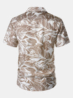 Button-Up Short Sleeve Tropical Print Shirt with Pocket, Holiday Style Cuban Collar