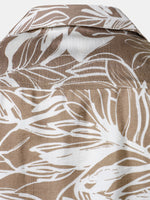 Button-Up Short Sleeve Tropical Print Shirt with Pocket, Holiday Style Cuban Collar