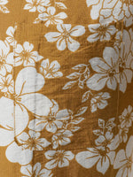 Button-Up Short Sleeve Yellow Floral Print Shirt with Pocket, Resort Style