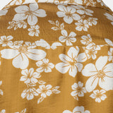 Button-Up Short Sleeve Yellow Floral Print Shirt with Pocket, Resort Style