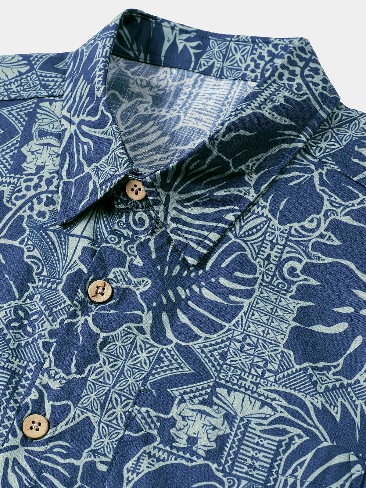 Botanical Tropical Print Breathable Short Sleeve Shirt