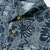 Hawaiian Tropical Leaves Pattern Holiday Beach Style Short Sleeve Shirt