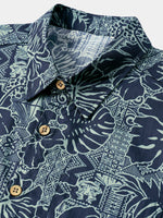 Hawaiian Tropical Leaves Pattern Holiday Beach Style Short Sleeve Shirt