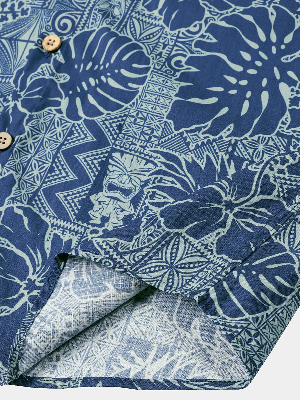 Botanical Tropical Print Breathable Short Sleeve Shirt