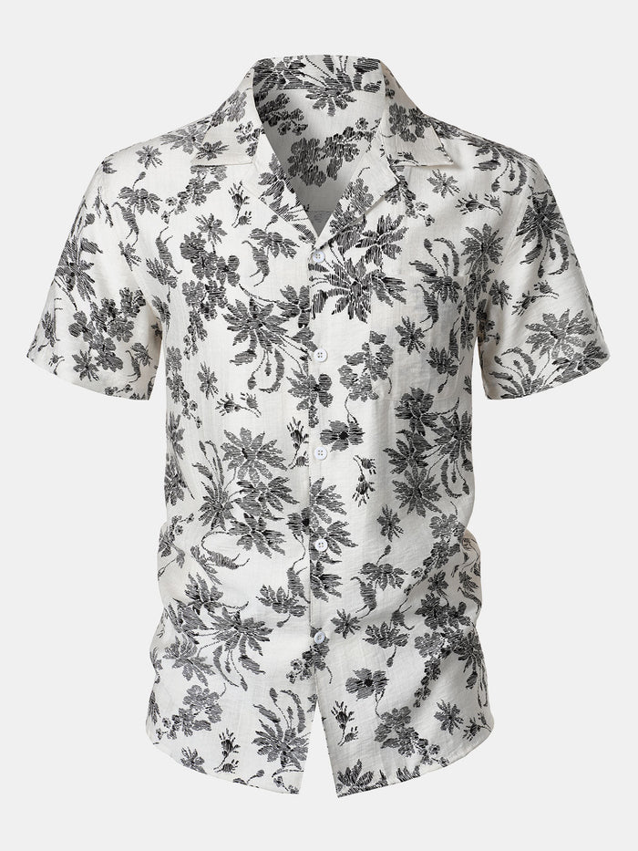 Hawaiian Short Sleeve Pocket Floral Print Shirt