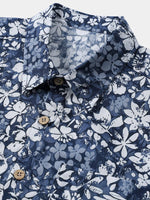 Retro Vacation Style Short Sleeve Breathable Hibiscus Print Shirt