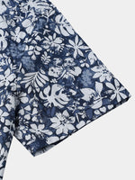 Retro Vacation Style Short Sleeve Breathable Hibiscus Print Shirt