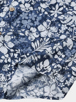 Retro Vacation Style Short Sleeve Breathable Hibiscus Print Shirt