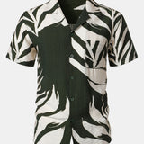 Vacation Tropical Print Pocket Short Sleeve Shirt