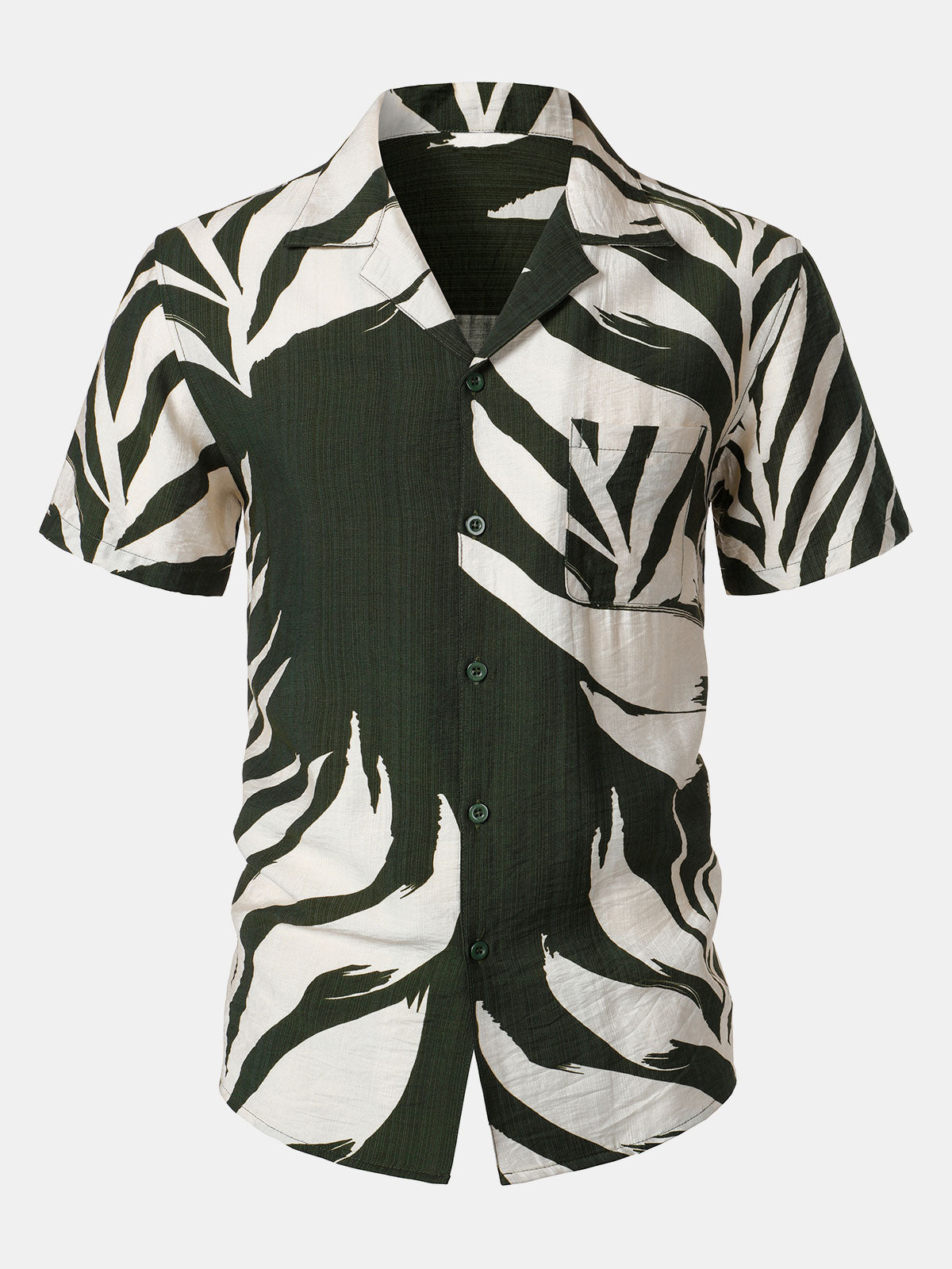 Vacation Tropical Print Pocket Short Sleeve Shirt