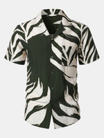 Vacation Tropical Print Pocket Short Sleeve Shirt